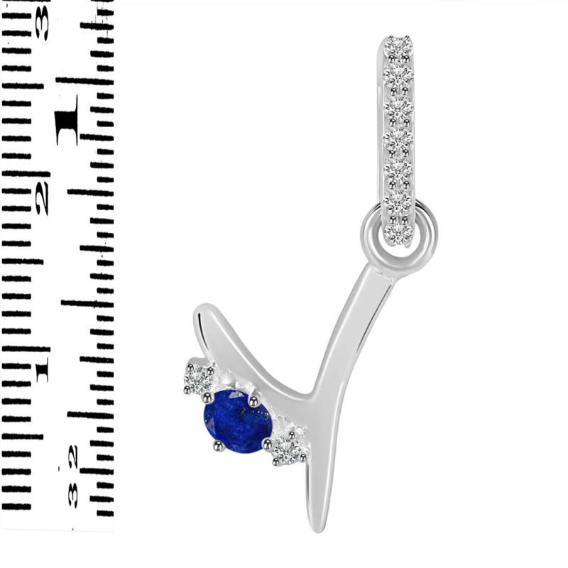 Lapis & White Topaz Alphabet Y Pendant LLP-RDA-51.