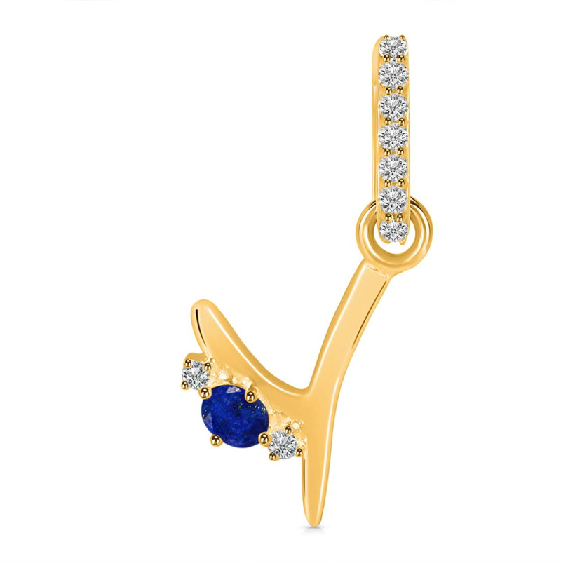 Lapis & White Topaz Alphabet Y Pendant LLP-RDA-51.