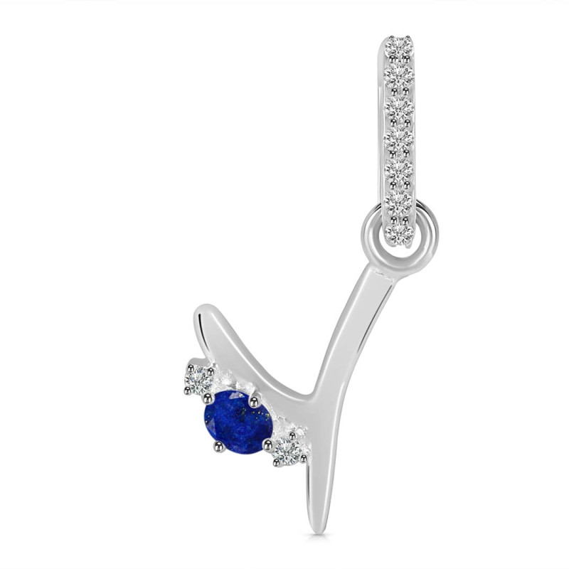 Lapis & White Topaz Alphabet Y Pendant LLP-RDA-51.