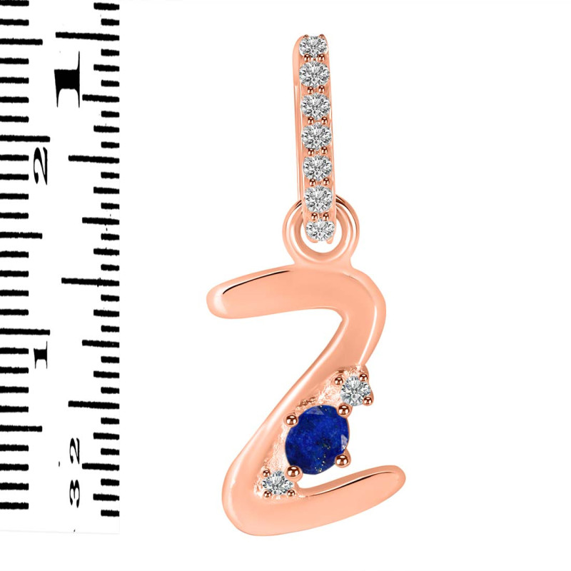 Lapis & White Topaz Alphabet Z Pendant LLP-RDA-52.