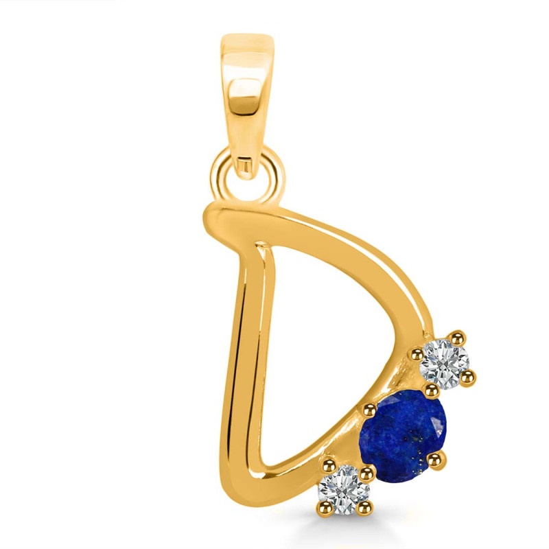 Lapis & White Topaz Alphabet D Pendant LLP-RDA-56.