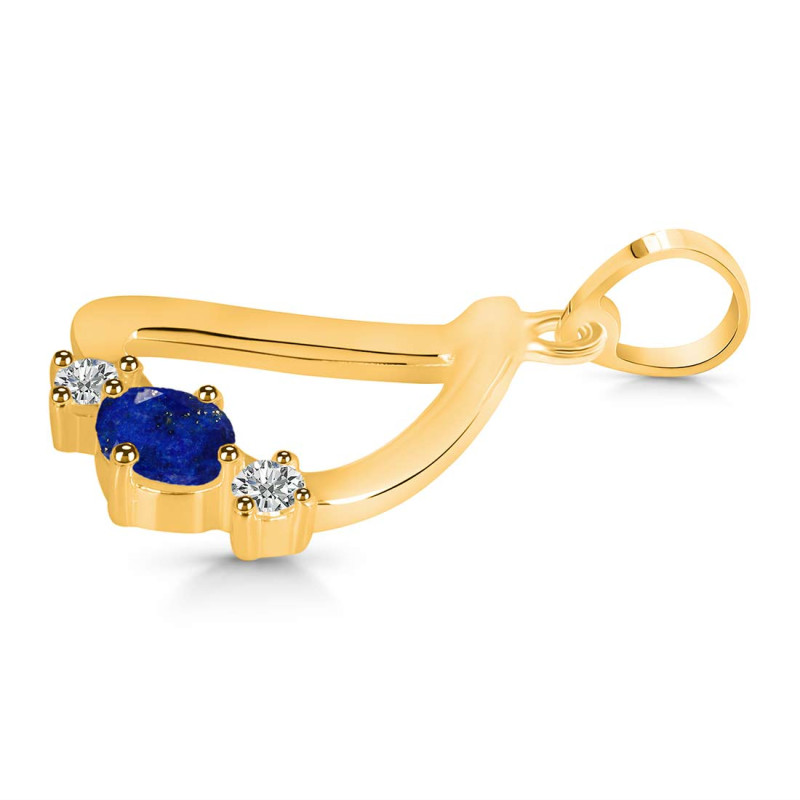Lapis & White Topaz Alphabet D Pendant LLP-RDA-56.