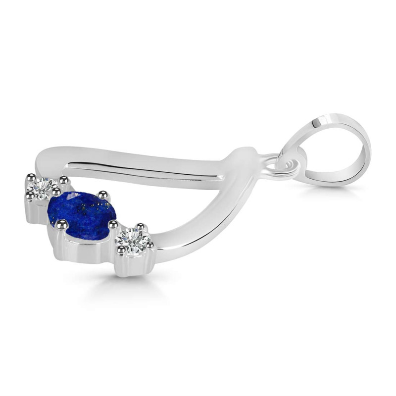 Lapis & White Topaz Alphabet D Pendant