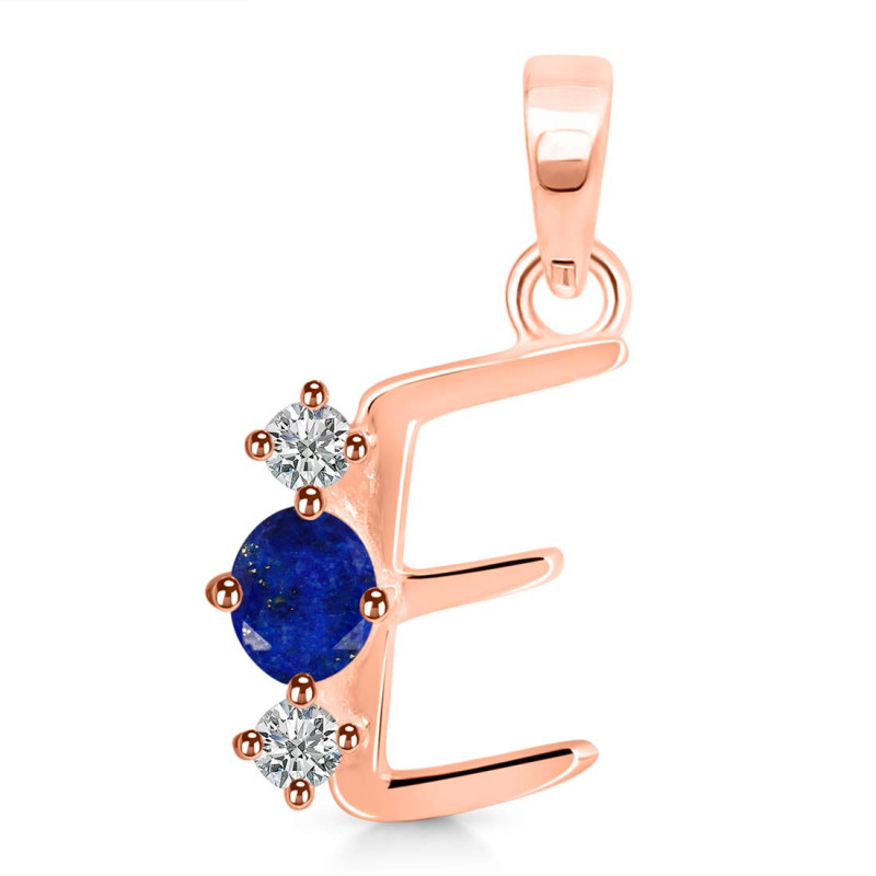 Lapis & White Topaz Alphabet E Pendant LLP-RDA-57.