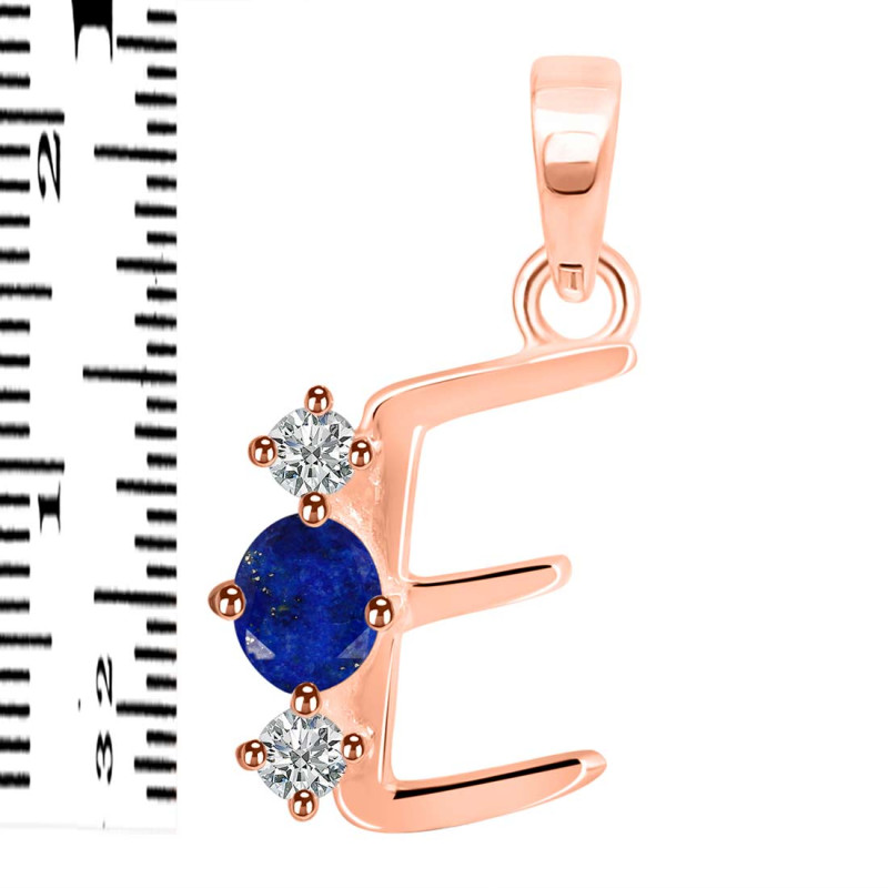 Lapis & White Topaz Alphabet E Pendant LLP-RDA-57.