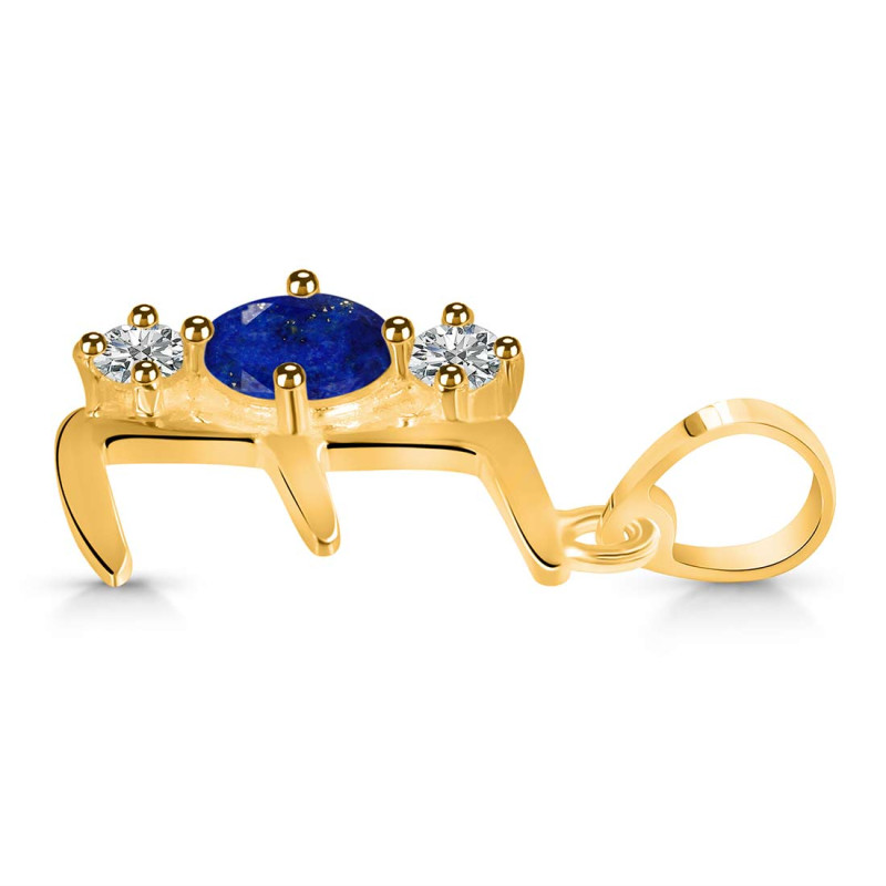 Lapis & White Topaz Alphabet E Pendant LLP-RDA-57.