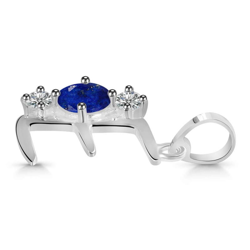 Lapis & White Topaz Alphabet E Pendant
