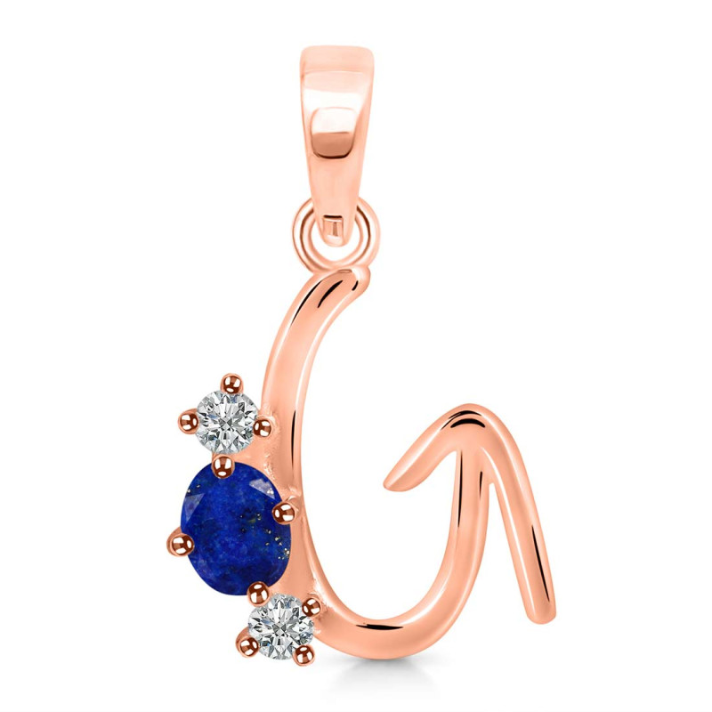 Lapis & White Topaz Alphabet G Pendant LLP-RDA-59.