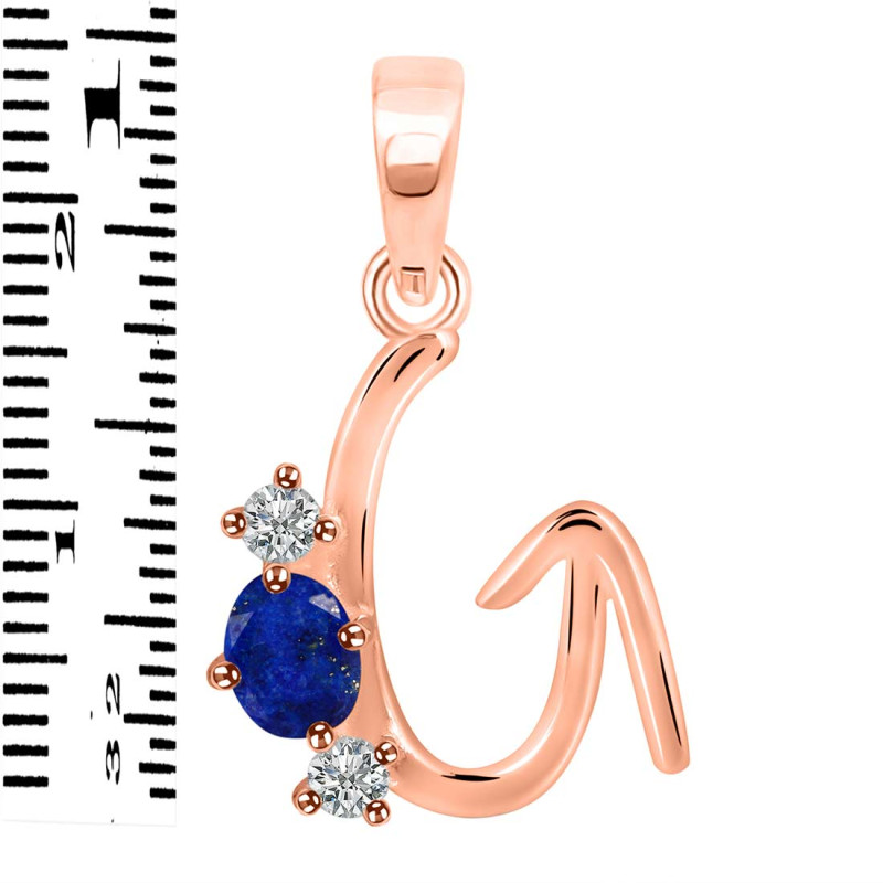 Lapis & White Topaz Alphabet G Pendant LLP-RDA-59.