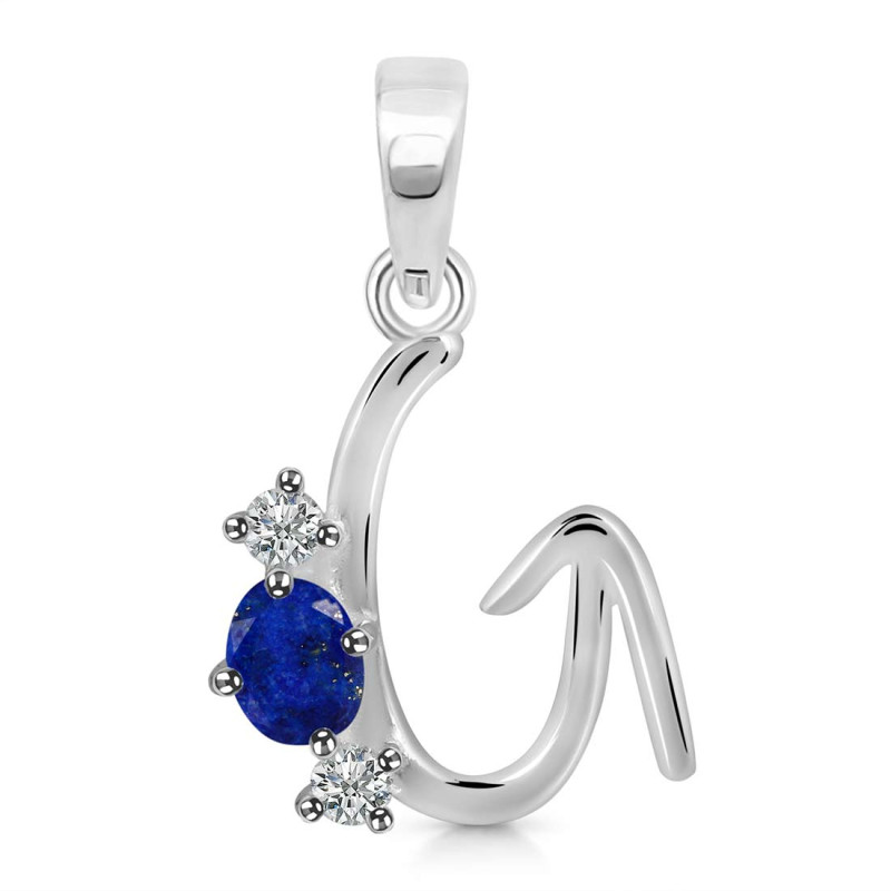 Lapis & White Topaz Alphabet G Pendant LLP-RDA-59.