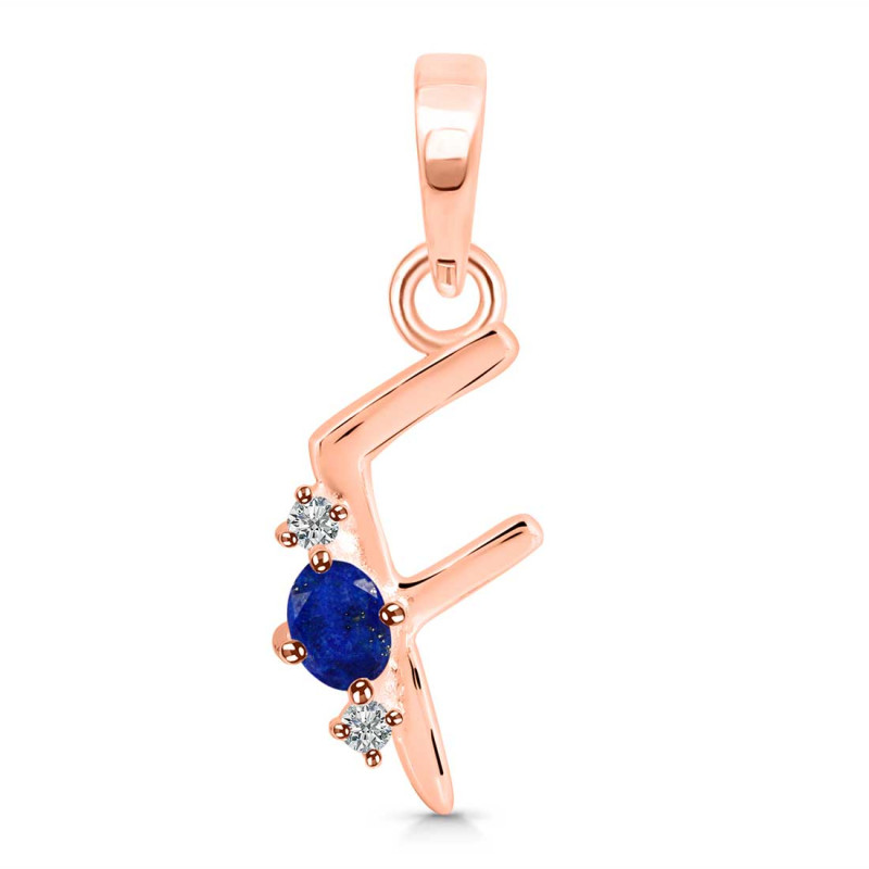 Lapis & White Topaz Alphabet F Pendant LLP-RDA-6.