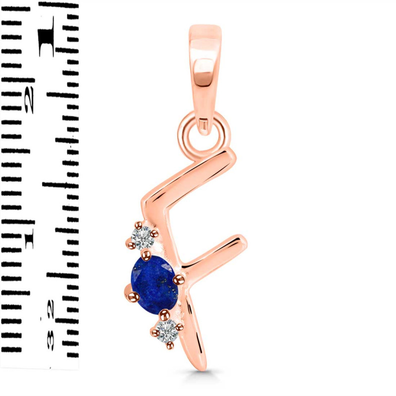 Lapis & White Topaz Alphabet F Pendant LLP-RDA-6.
