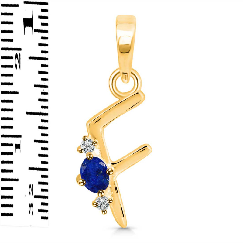 Lapis & White Topaz Alphabet F Pendant LLP-RDA-6.