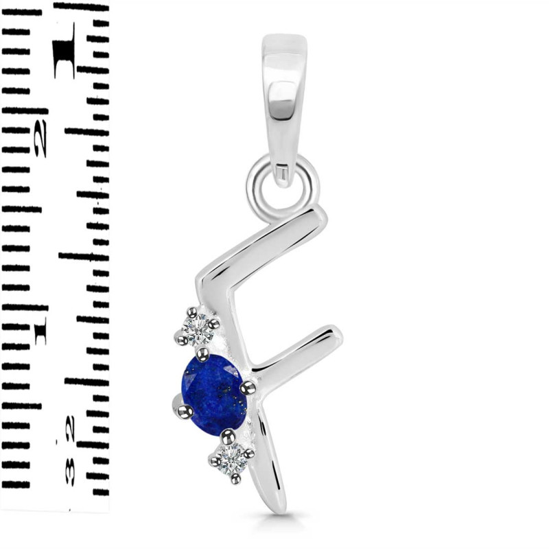 Lapis & White Topaz Alphabet F Pendant LLP-RDA-6.