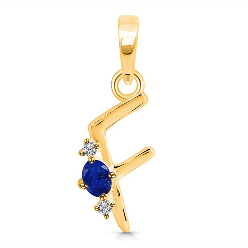 Lapis & White Topaz Alphabet F Pendant LLP-RDA-6.