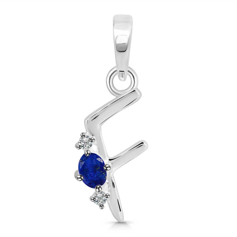 Lapis & White Topaz Alphabet F Pendant LLP-RDA-6.