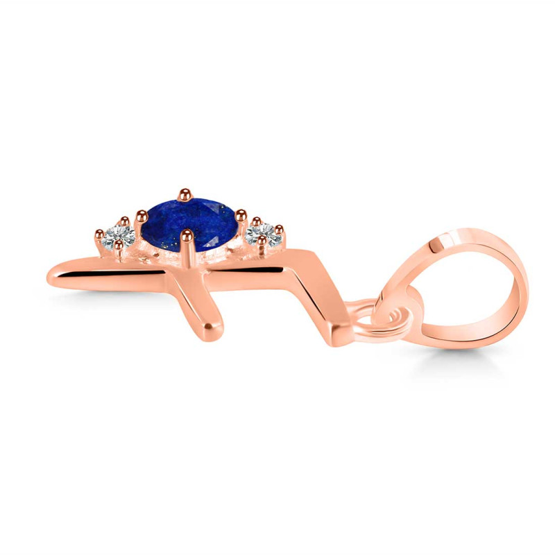 Lapis & White Topaz Alphabet F Pendant LLP-RDA-6.