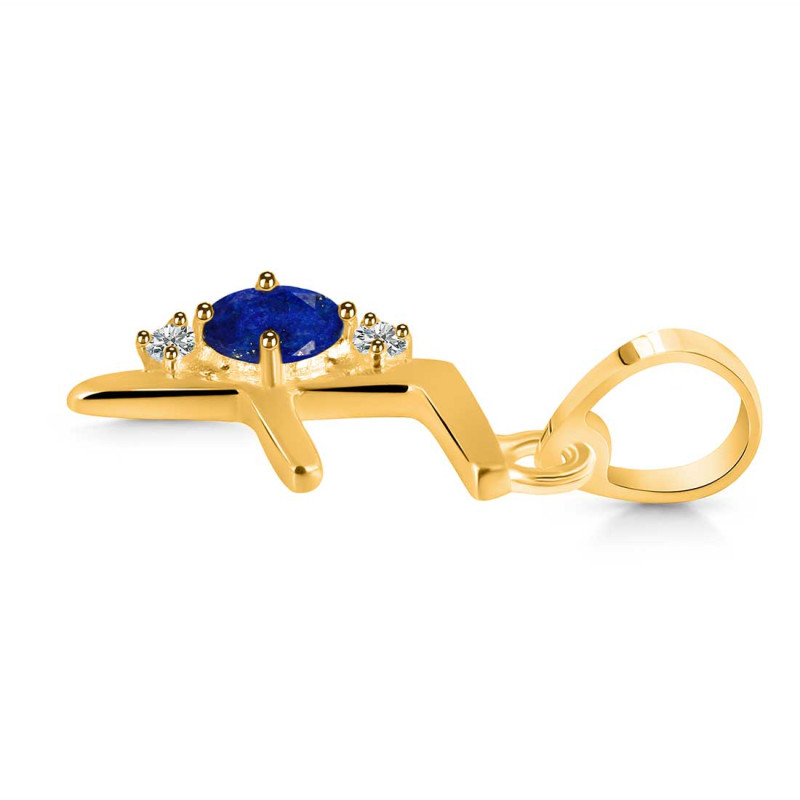 Lapis & White Topaz Alphabet F Pendant LLP-RDA-6.
