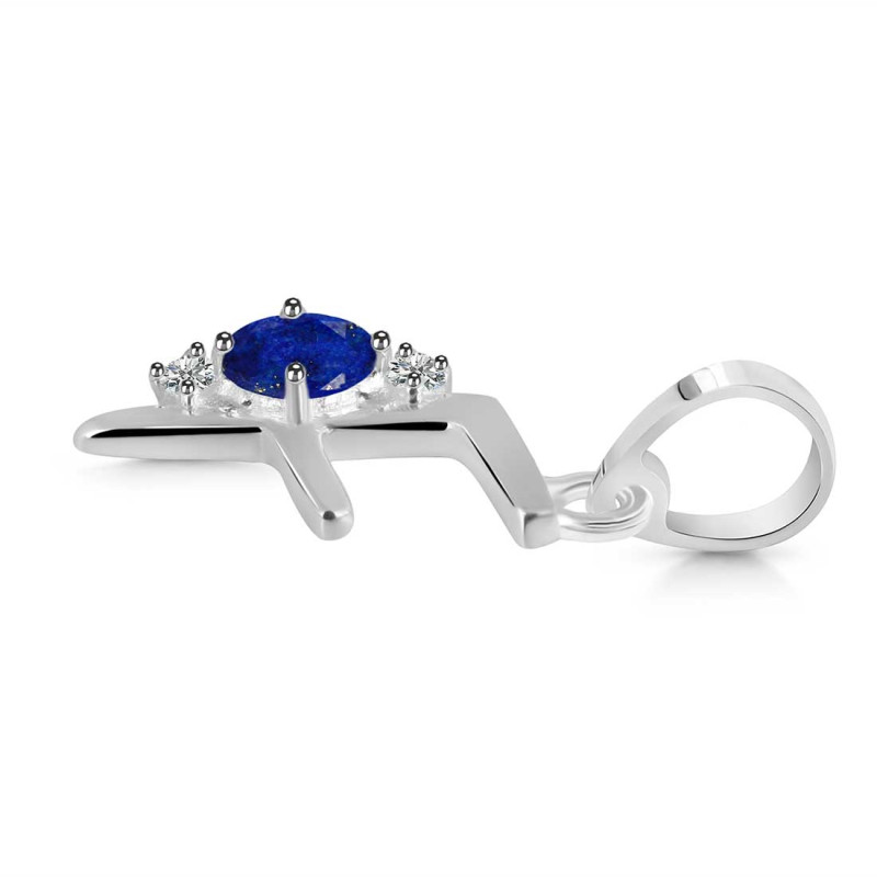 Lapis & White Topaz Alphabet F Pendant