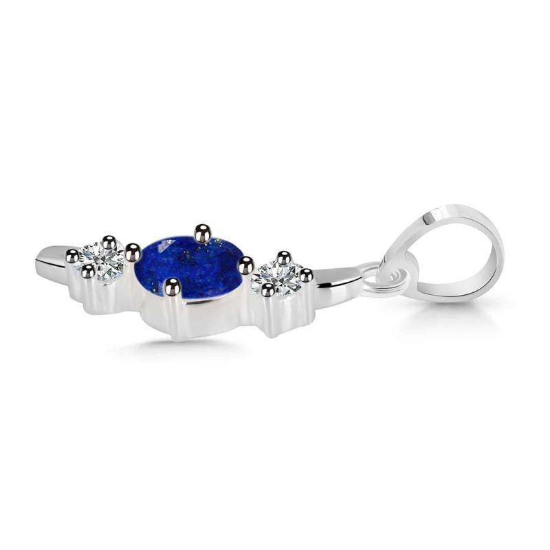 Lapis & White Topaz Alphabet I Pendant