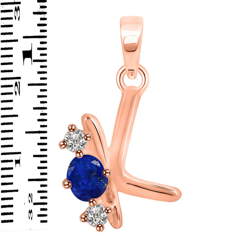 Lapis & White Topaz Alphabet K Pendant LLP-RDA-63.