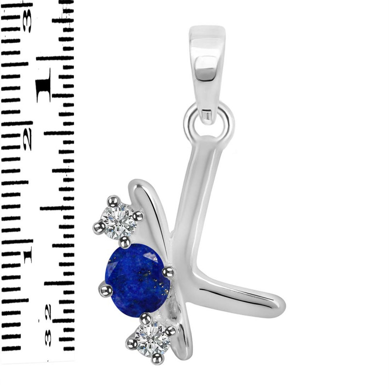 Lapis & White Topaz Alphabet K Pendant LLP-RDA-63.