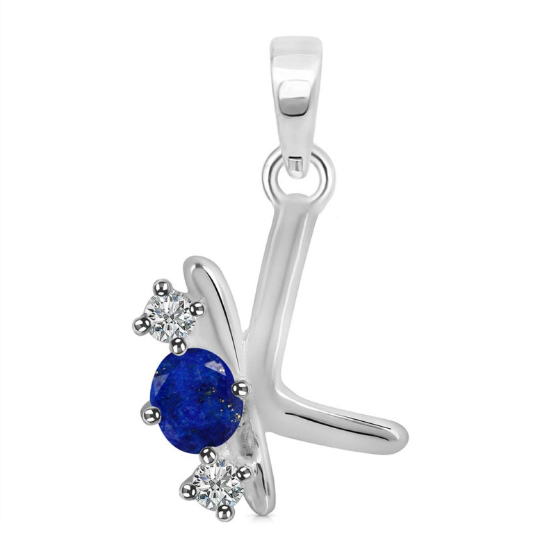 Lapis & White Topaz Alphabet K Pendant LLP-RDA-63.
