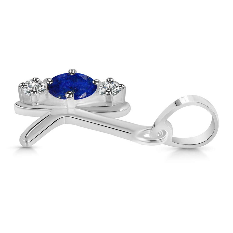 Lapis & White Topaz Alphabet K Pendant