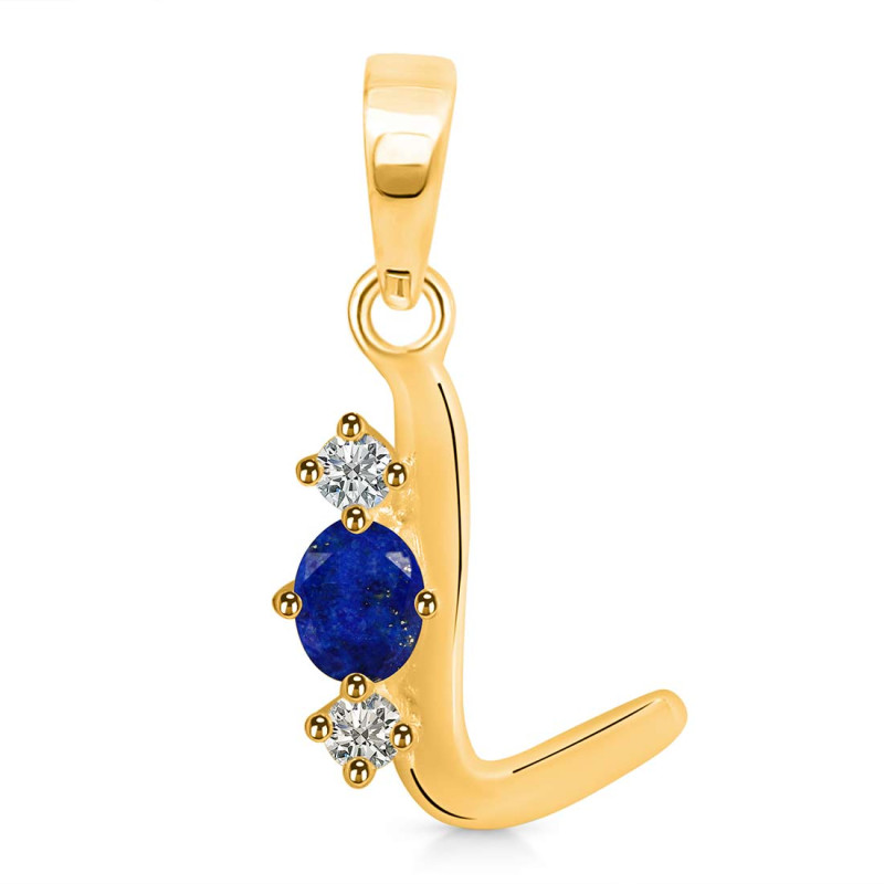 Lapis & White Topaz Alphabet L Pendant LLP-RDA-64.