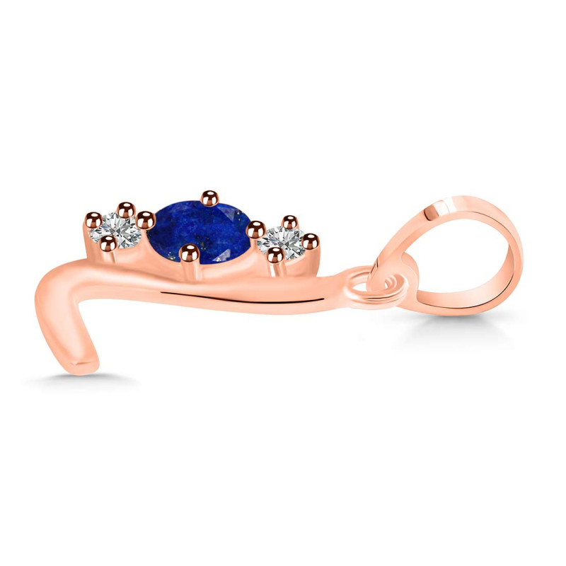 Lapis & White Topaz Alphabet L Pendant LLP-RDA-64.