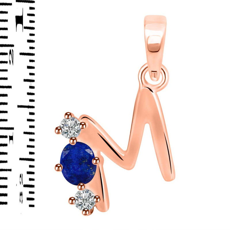 Lapis & White Topaz Alphabet M Pendant LLP-RDA-65.