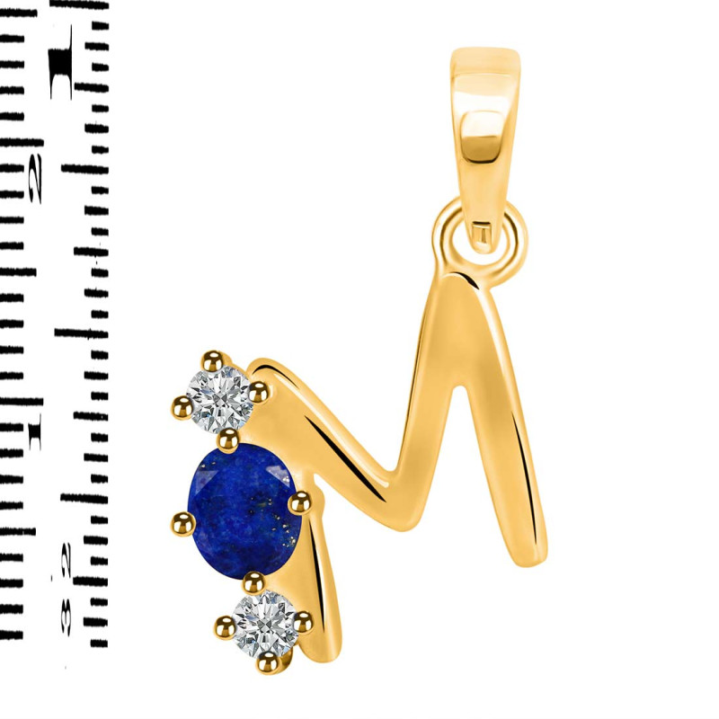 Lapis & White Topaz Alphabet M Pendant LLP-RDA-65.