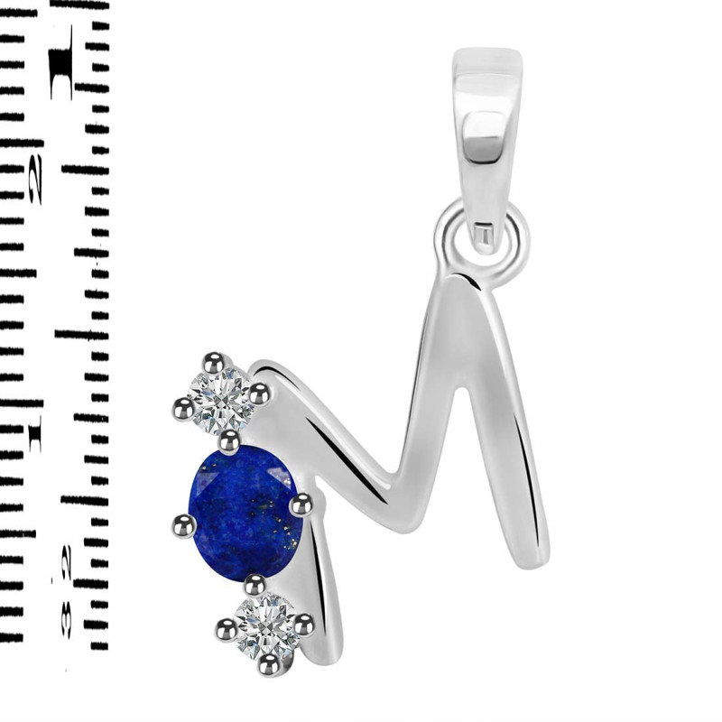 Lapis & White Topaz Alphabet M Pendant LLP-RDA-65.