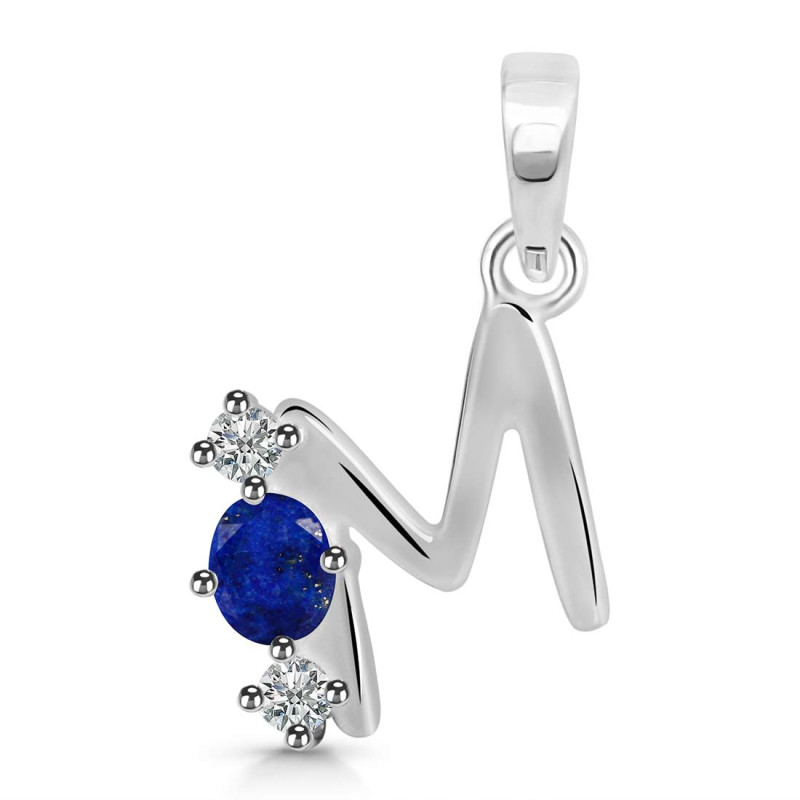 Lapis & White Topaz Alphabet M Pendant LLP-RDA-65.