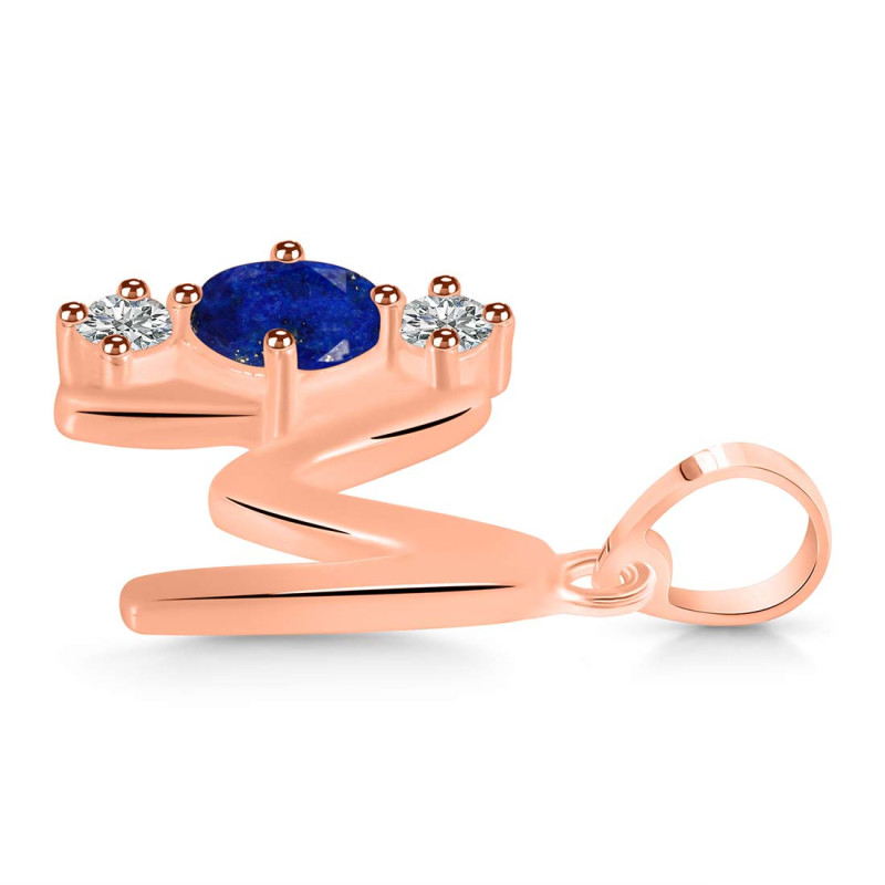 Lapis & White Topaz Alphabet M Pendant LLP-RDA-65.