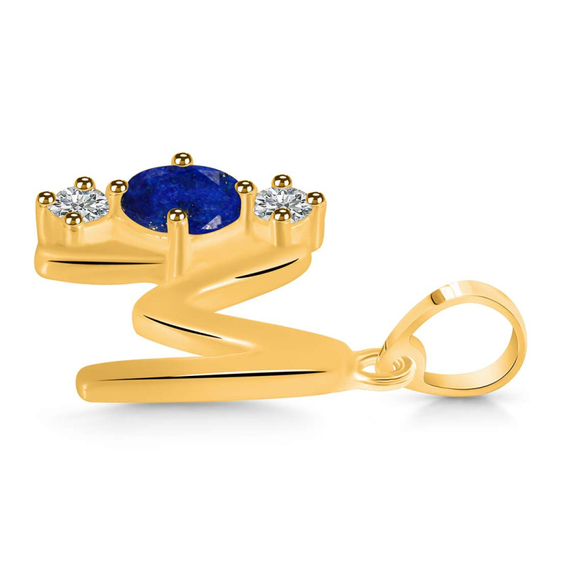 Lapis & White Topaz Alphabet M Pendant LLP-RDA-65.