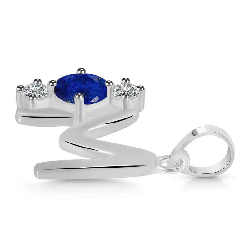 Lapis & White Topaz Alphabet M Pendant