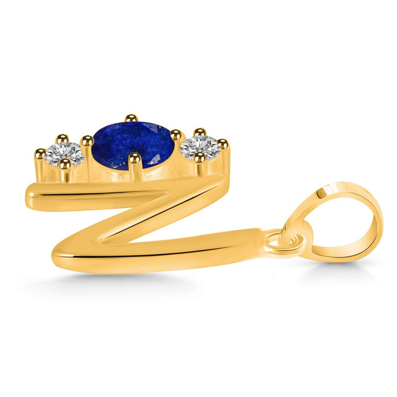 Lapis & White Topaz Alphabet N Pendant LLP-RDA-66.