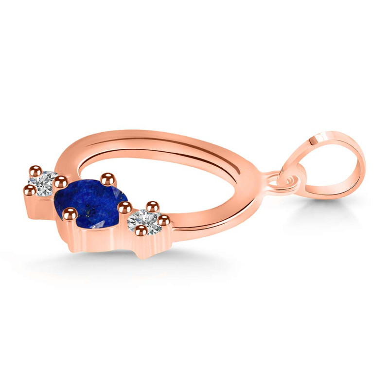 Lapis & White Topaz Alphabet O Pendant LLP-RDA-67.