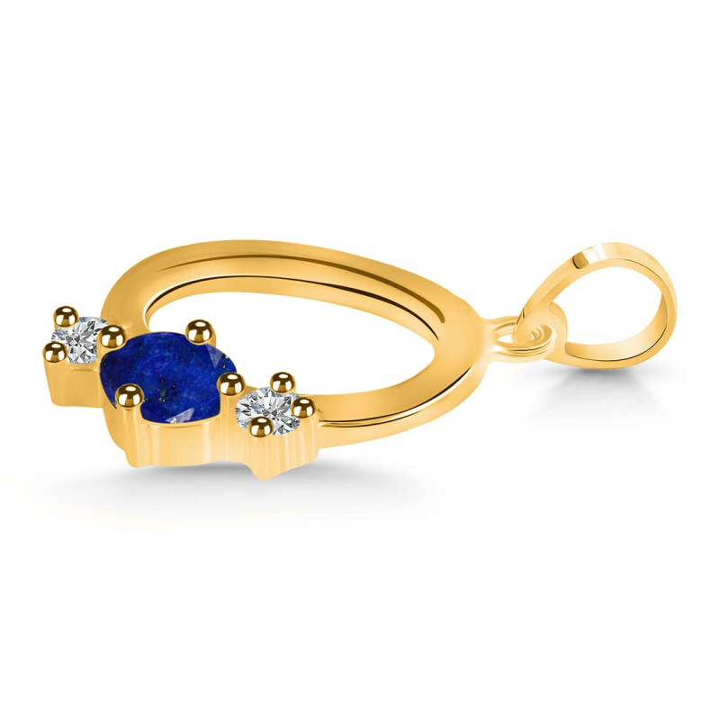 Lapis & White Topaz Alphabet O Pendant LLP-RDA-67.