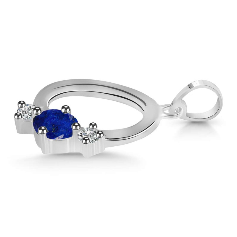 Lapis & White Topaz Alphabet O Pendant