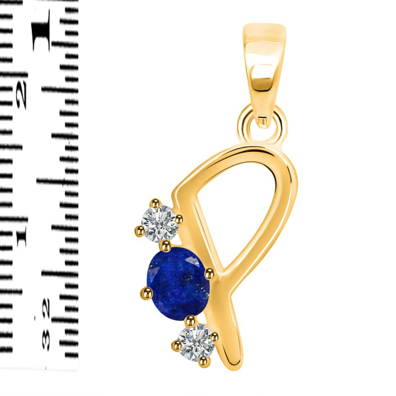 Lapis & White Topaz Alphabet P Pendant LLP-RDA-68.