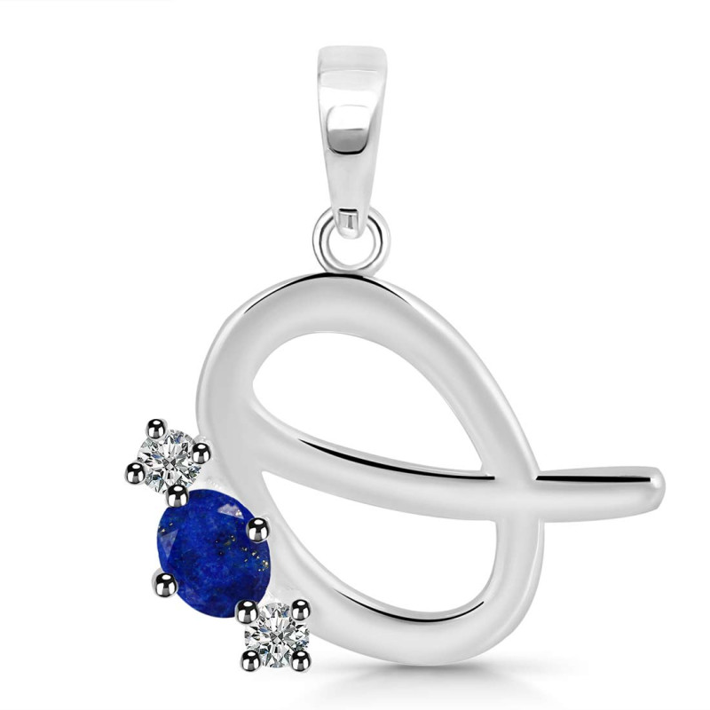 Lapis & White Topaz Alphabet Q Pendant LLP-RDA-69.