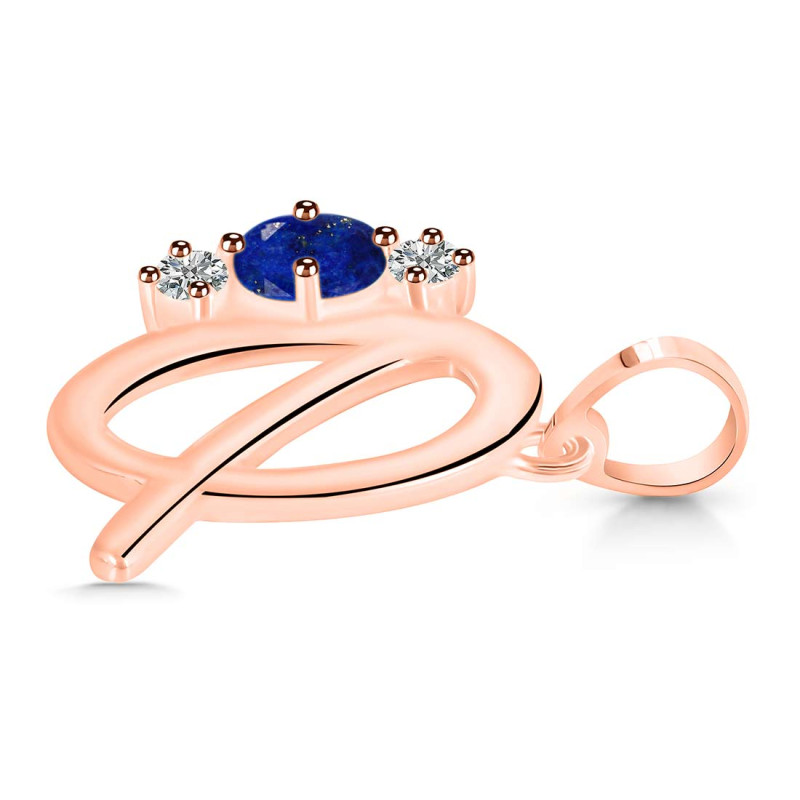 Lapis & White Topaz Alphabet Q Pendant LLP-RDA-69.