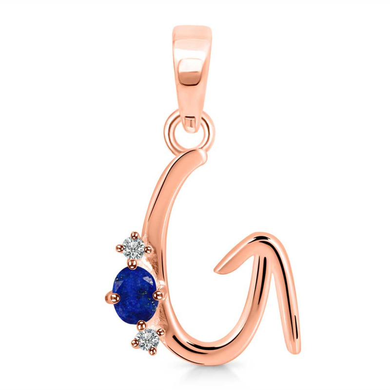 Lapis & White Topaz Alphabet G Pendant LLP-RDA-7.