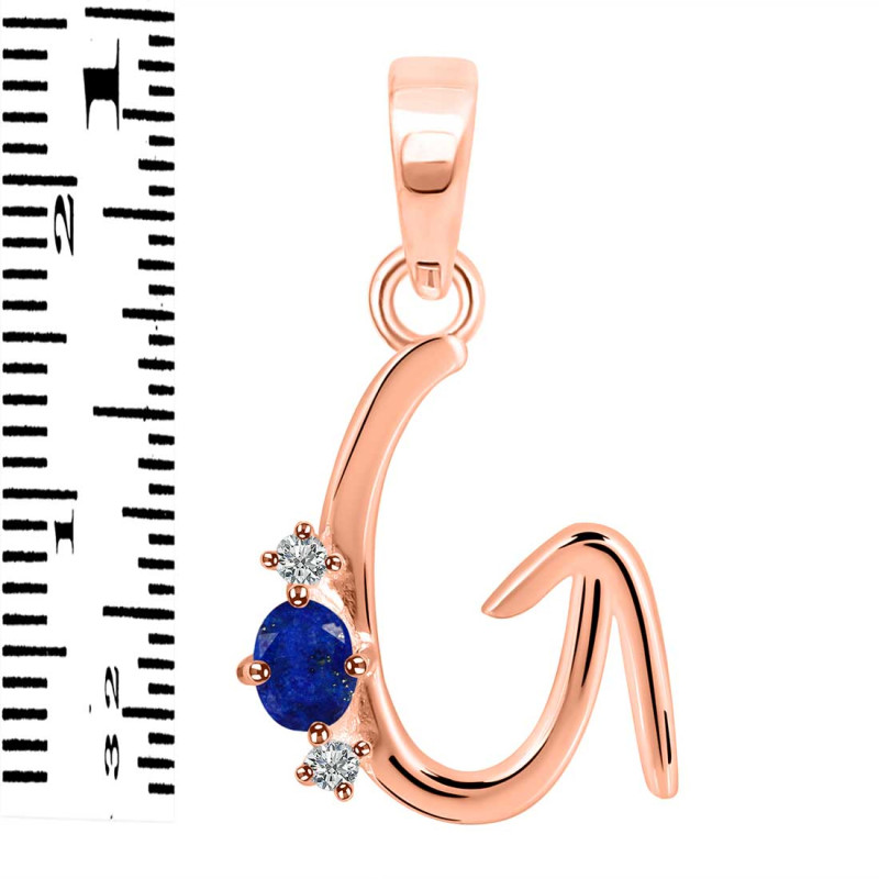 Lapis & White Topaz Alphabet G Pendant LLP-RDA-7.