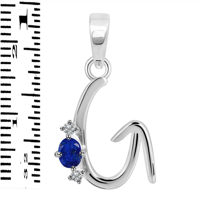 Lapis & White Topaz Alphabet G Pendant LLP-RDA-7.