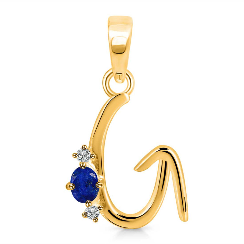 Lapis & White Topaz Alphabet G Pendant LLP-RDA-7.