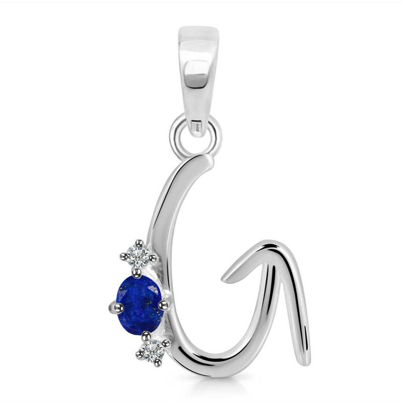 Lapis & White Topaz Alphabet G Pendant LLP-RDA-7.