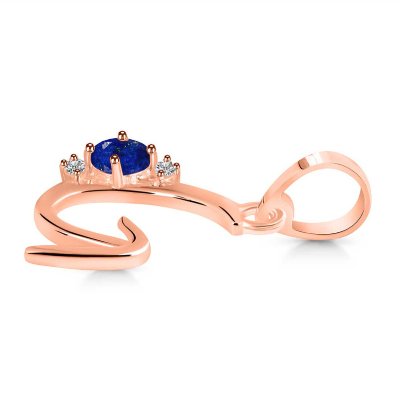 Lapis & White Topaz Alphabet G Pendant LLP-RDA-7.